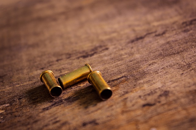 Bullet shells or casings on a wooden floor