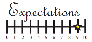 An expectation chart from 0-10 with a star on 9.